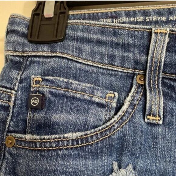 Adriano Goldschmied AG High-Rise Stevie Ankle Jeans Distressed Blue Denim Womens - Picture 8 of 11